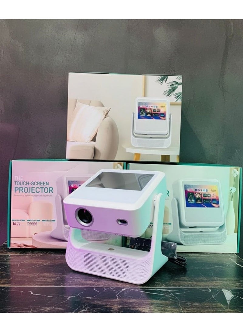 BlueFire Portable Smart Projector with 4K Support, 8 Inch HD Touch Screen, Android 9.0 Smart Display, Auto Focus & Keystone Correction, 180 Degree Rotatable Design, Over 200 Inch Projection Size, WiFi & Bluetooth Connectivity, Dual 5W Speakers, HDMI USB Input, Remote Control, Home Theater, Gaming, Office, Education and Travel Use - Image 3